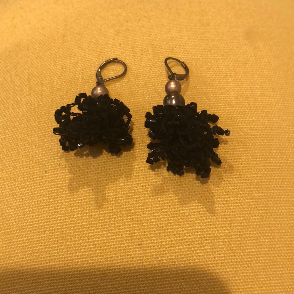 Vintage black beaded dangles